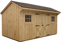 Pine sided storage building